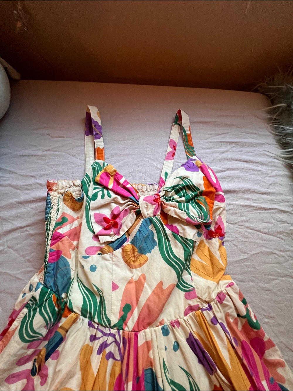Disney Smocked dress with Cream and Mustard Accents - Picture 2 of 4